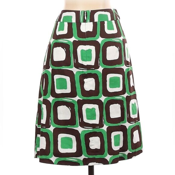 Banana Republic Geometric A-Line Skirt Women's 4‎ Brown Green Cotton Career NWOT - Picture 2 of 7